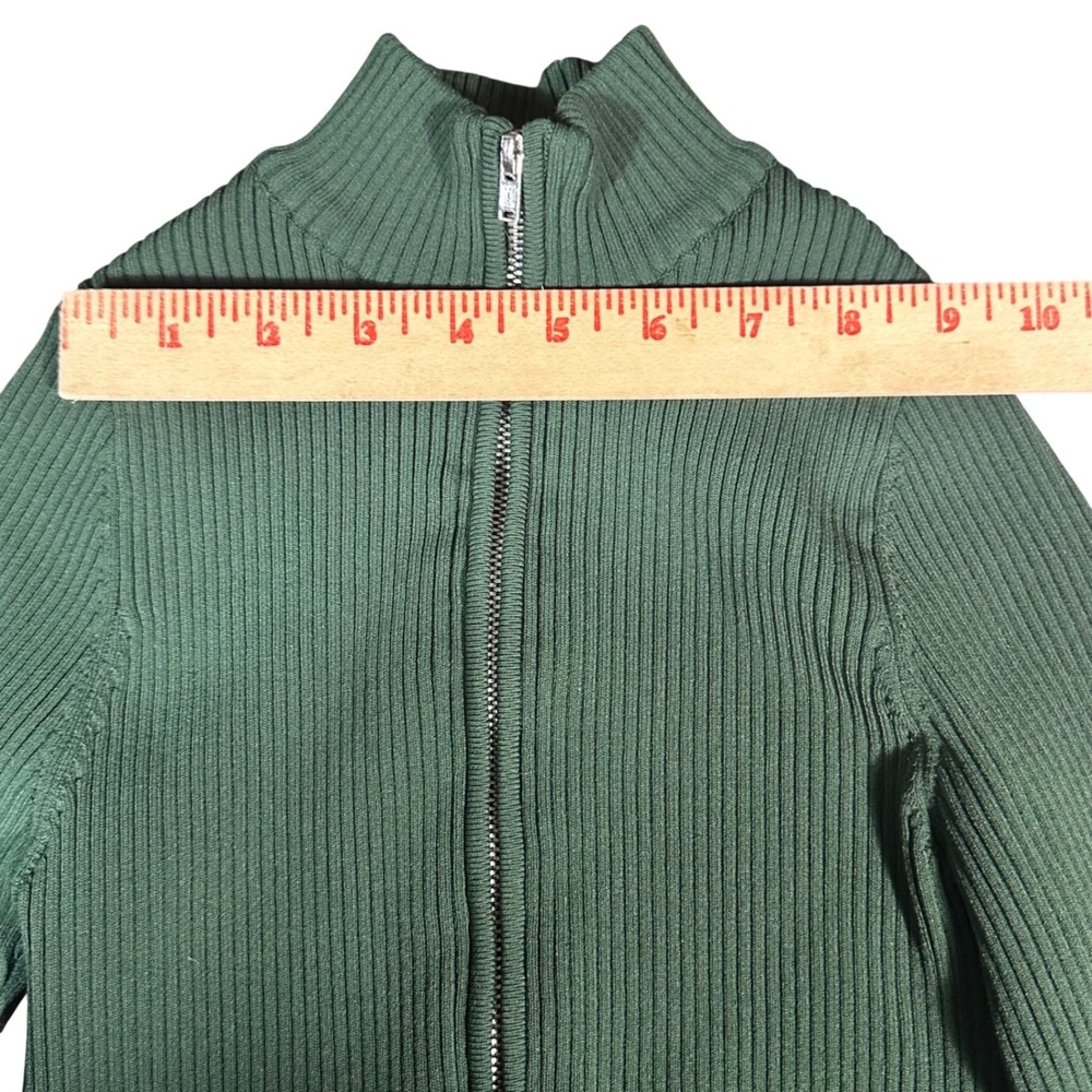 Good American Virgo Bodysuit NWOT Women's S Green Ribbed 1/4 Zip Mock Neck Thong - Picture 5 of 9